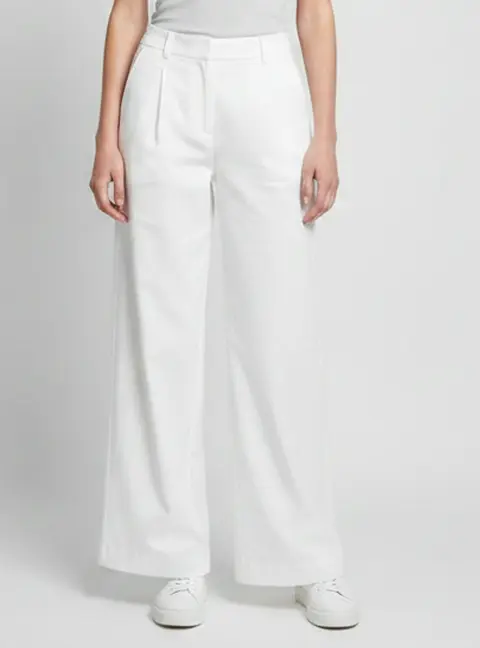 Theory White Linen Pleated Low-Rise Galena Pants M