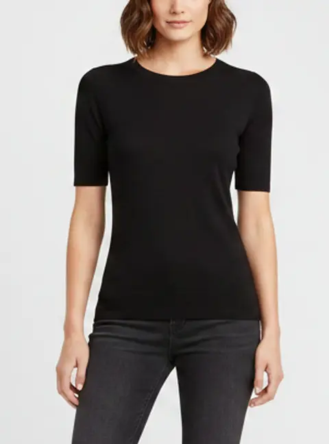 Theory Black Knit Short Sleeve Crewneck T-Shirt XS