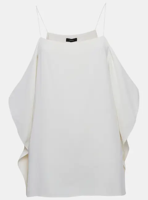 Theory Ivory Rosina Crepe Keyhole Sleeve Slip Tank Top M