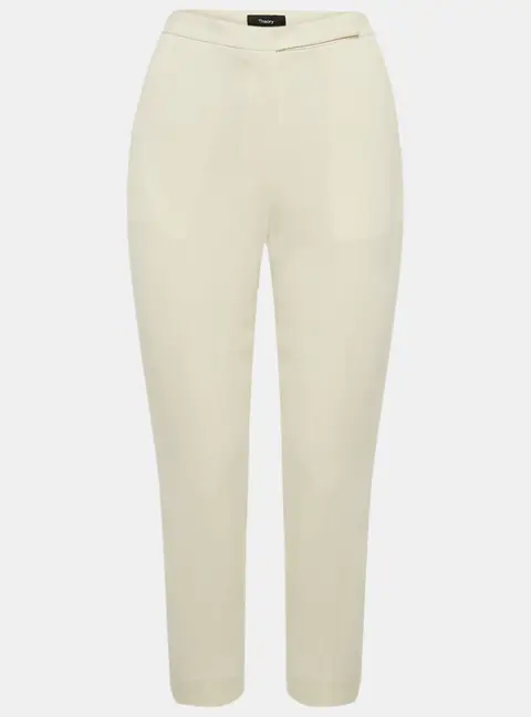 Theory Rice White Admiral Crepe High Waist Slim Fit Cropped Trousers S