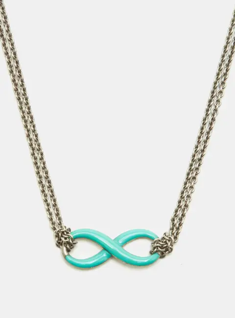 Tiffany & Co. Tiffany  Infinity Blue Enamel Sterling Silver Double Chain Necklace