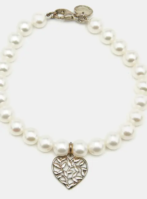 Tiffany & Co. Paloma Picasso Olive Leat Cultured Pearl Sterling Silver Bracelet