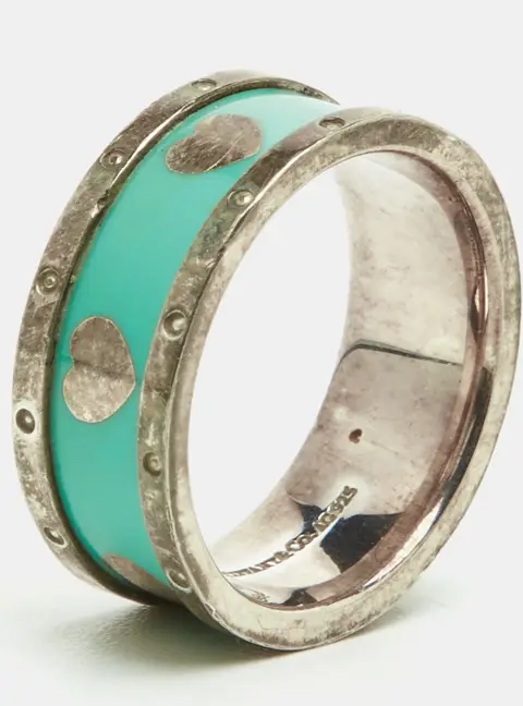 Tiffany & Co. Return to Tiffany Enamel Love Heart Sterling Silver Ring Size 54