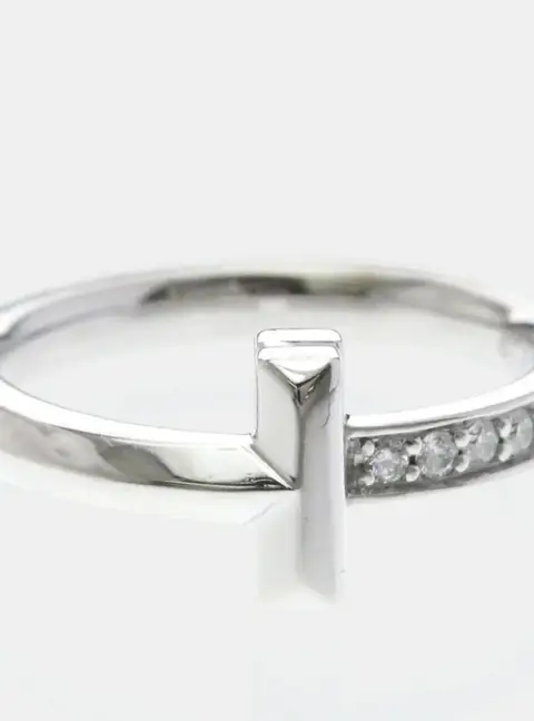 Tiffany & Co. T One 18k White Gold Diamonds Ring EU 47