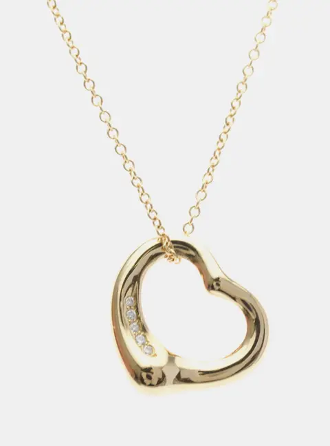 Tiffany & Co. Elsa Peretti Open Heart 18k Rose Gold Diamond Necklace