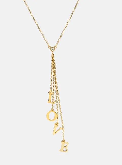 Tiffany & Co. L.O.V.E. Letters Diamond 18k Yellow Gold Necklace