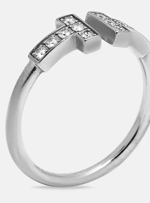Tiffany & Co. Tiffany T Diamonds 18k White Gold Ring Size 50