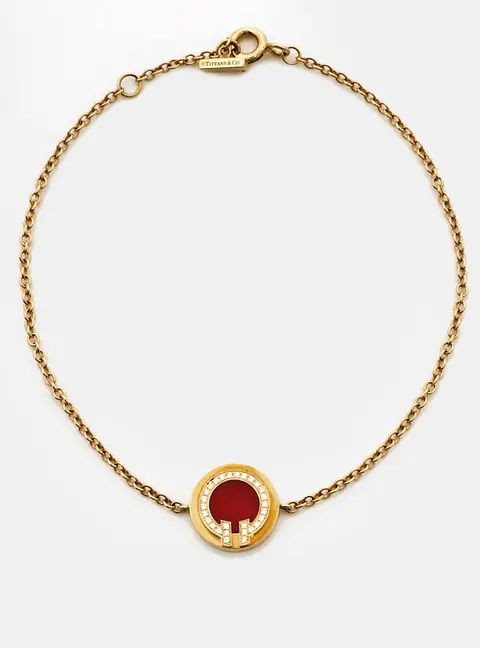Tiffany & Co.Tiffany T Carnelian Diamond 18k Yellow Gold Bracelet