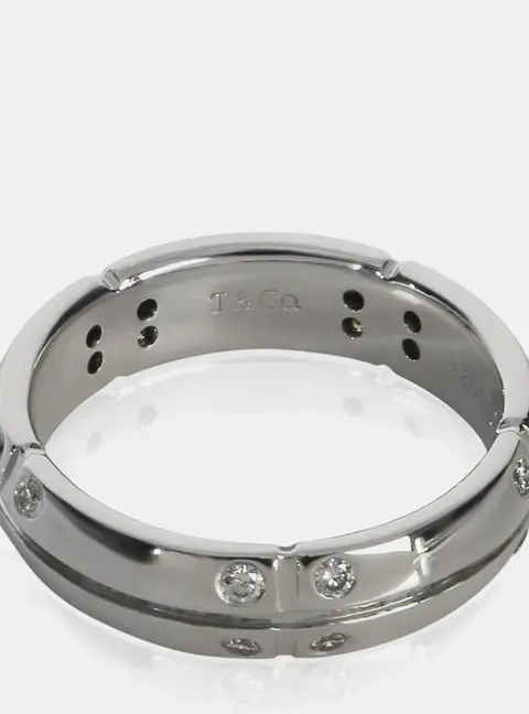 Tiffany & Co. Streamerica 18K White Gold Diamond Band Ring EU 48