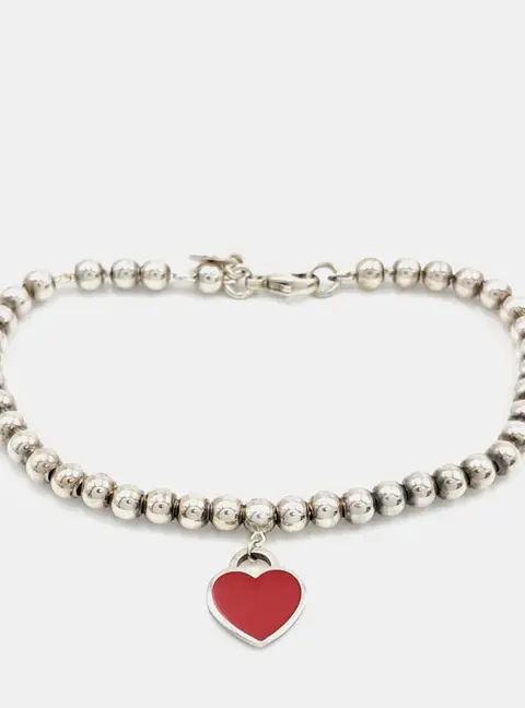 Tiffany Silver 925 Return to Heart Tag Beads, Enamel Bracelet