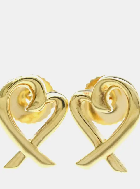 Tiffany & Co. Paloma Picasso Loving Heart 18K Yellow Gold Earrings