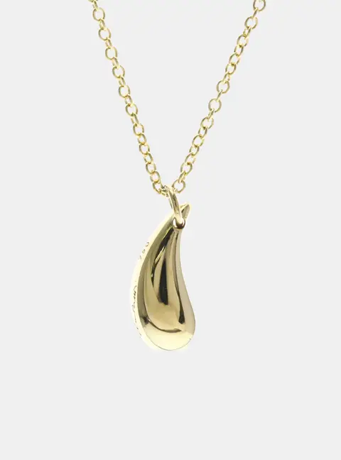 Tiffany & Co. Elsa Peretti Tear Drop Yellow Gold Pendant Necklace