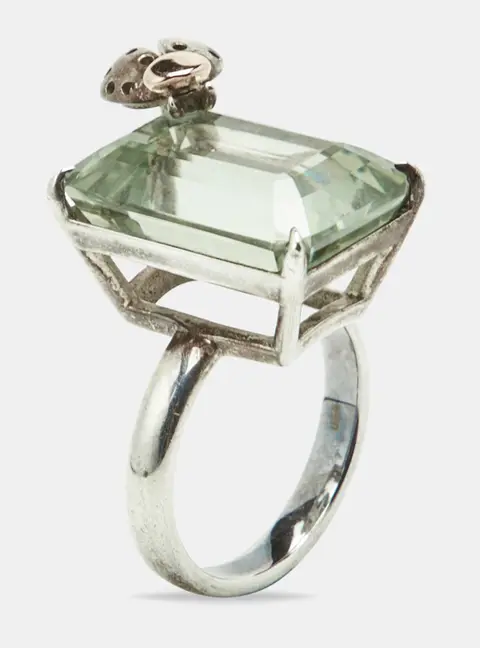 Tiffany & Co. Ladybug Prasiolite Silver 925 18k Rose Gold Cocktail Ring