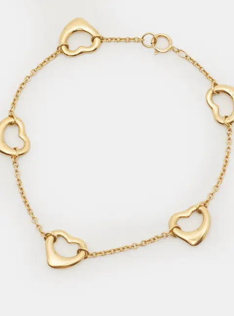 Tiffany & Co. Elsa Peretti Open Heart 18k Yellow Gold 5 Motif Bracelet