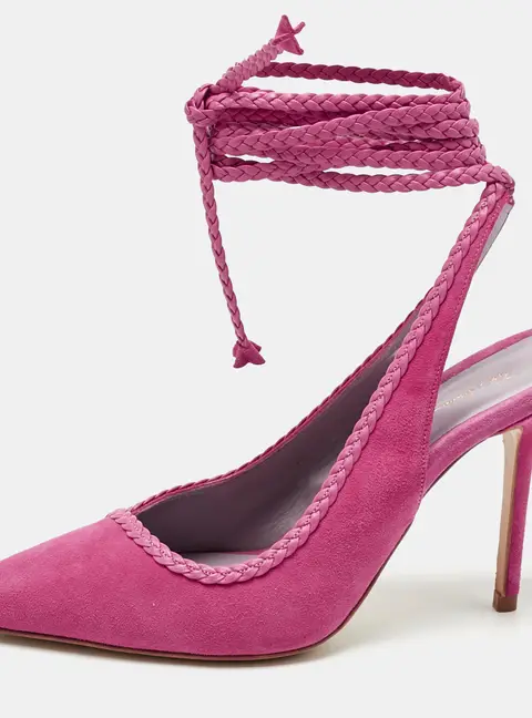 Titi Adesa Pink Suede Didi Ankle Wrap Pumps Size 38