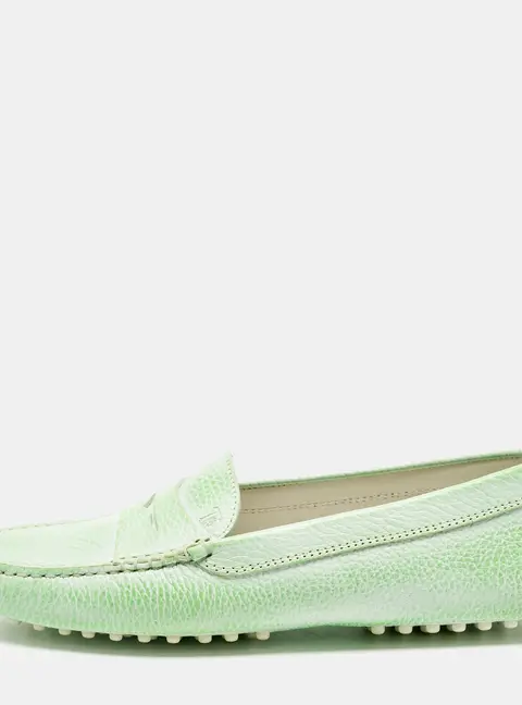 Tod's Green Leather Gommino Driving Loafers Size 37.5