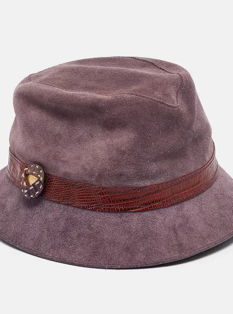 Tod's Light Purple Leather Trim Suede Bucket Hat S