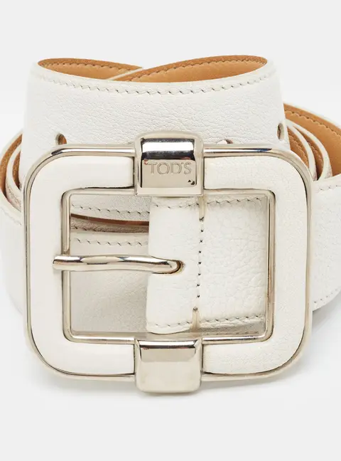Tod's 90CM Buckle Belt White Leather