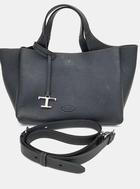 Tod's Black Leather Timeless Mini Tote and Shoulder Bag