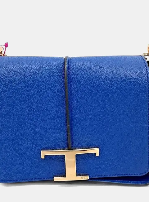 Tod's Blue Leather Chain Shoulder Bag