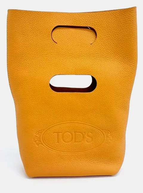 Tod's Mini Bucket Yellow Grained Leather Top Handle Bag