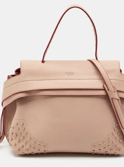 Tod's Wave Powder Beige Leather Top Handle Bag