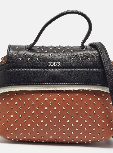 Tod's Wave Studded Mini Tricolor Leather Crossbody Bag