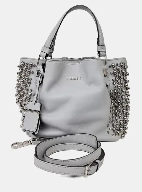 Tod's Leather Grey Flower Bag