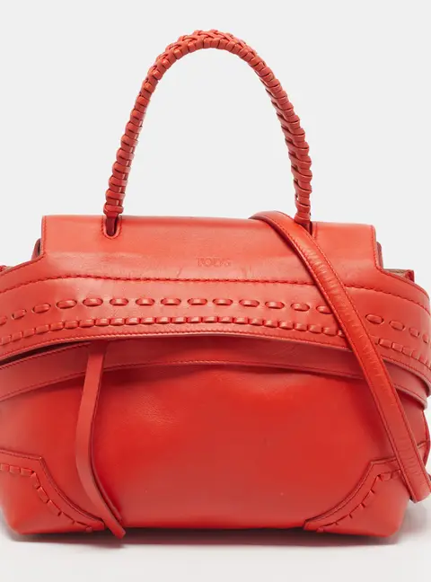 Tod's Wave Red Leather Top Handle Bag