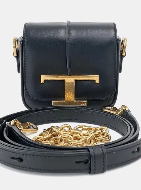 Tod's Micro T Timeless Black Leather Crossbody Bag