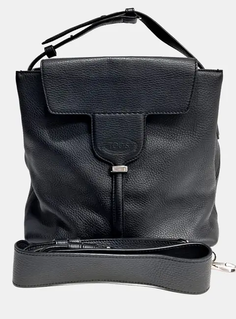 Tod's Black Leather Tote And Shoulder Bag