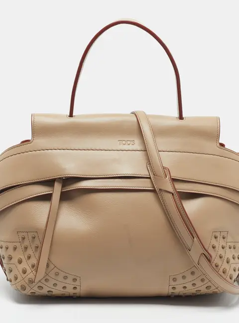 Tod's Wave Beige Leather Top Handle Bag