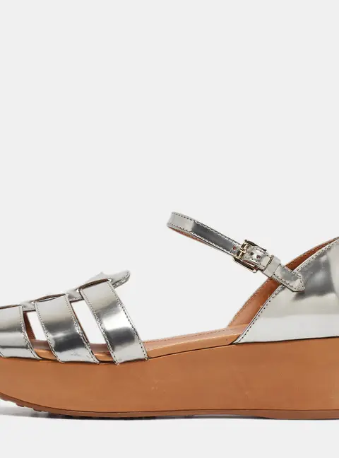 Tod's Silver Leather Platform Sandals Size 40