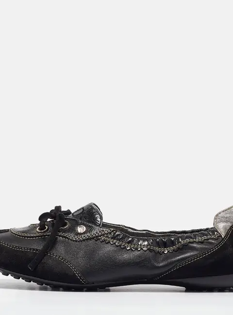 Tod's Black Leather and Suede Ballet Flats Size 37.5