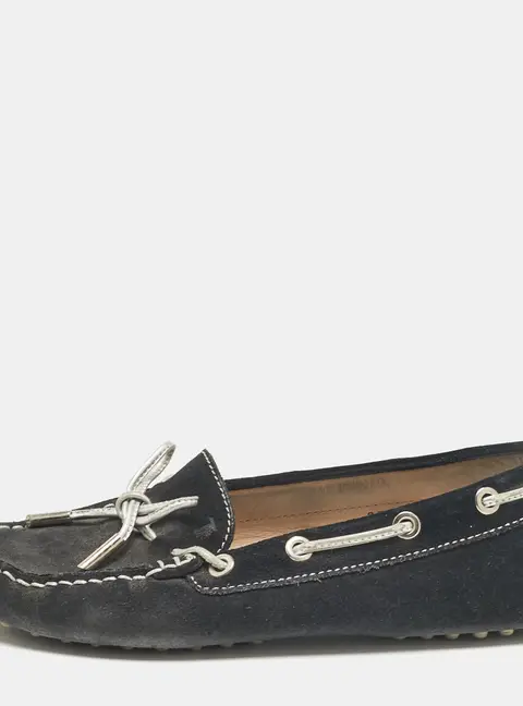 Tod's Navy Blue Suede Gommino Loafers Size 35.5
