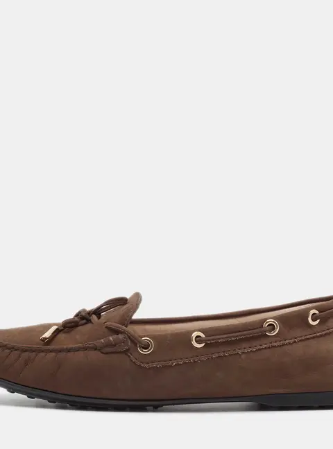 Tod's Brown Nubuck Leather Gommino Loafers Size 39.5