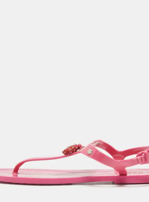 Tod's Pink Rubber Studded Tassel Thong Flat Sandals Size 39