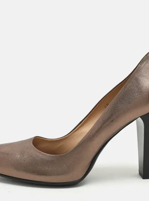Tod's Metallic Leather Block Heel Pumps Size 40