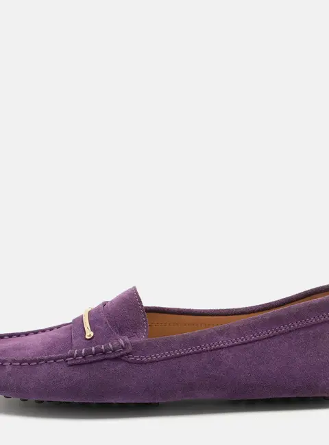 Tod's Purple Suede Embellished Loafers Size 38.5