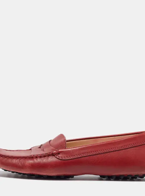 Tod's Dark Red Leather Penny Loafers Size 37