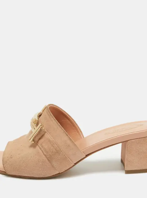 Tod's Pink Suede Double T Buckle Slide Sandals Size 36