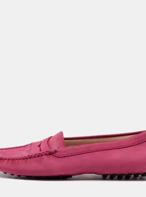 Tod's Rose Pink Nubuck Leather Penny Slip On Loafers Size 38