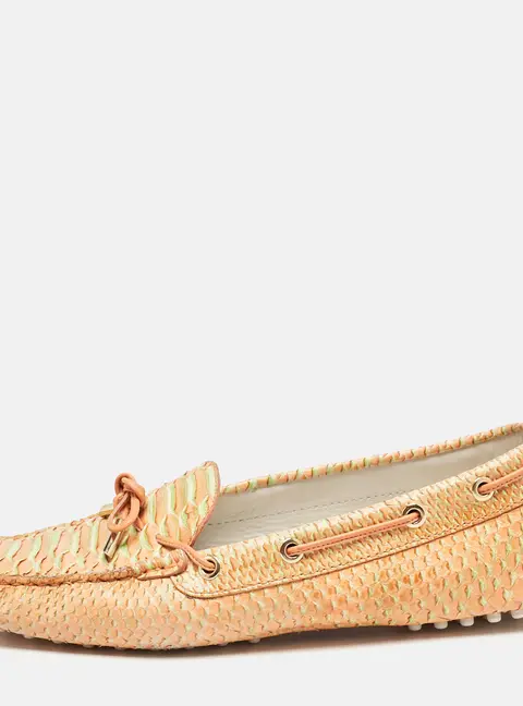 Tod's Yellow/Orange Python Leather Penny Loafers Size 41