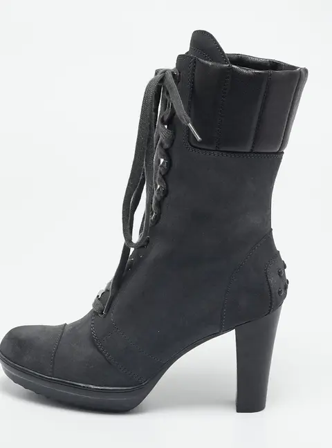 Tod's Grey/Black Suede and Leather Ankle Boots Size 36