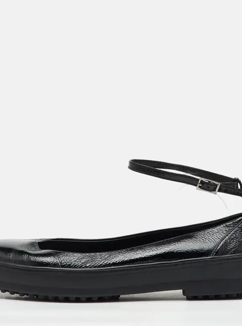 Tod's Black Patent Leather Ankle Strap Ballet Flats Size 38