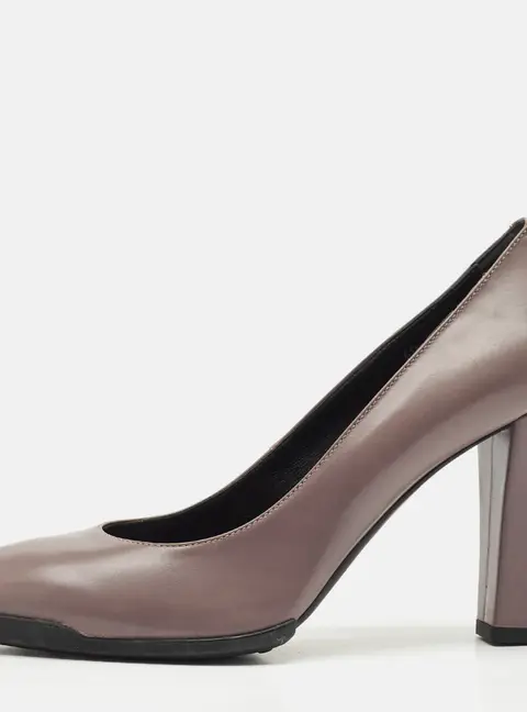 Tod's Dark Lilac Leather Block Heel Pumps Size 40