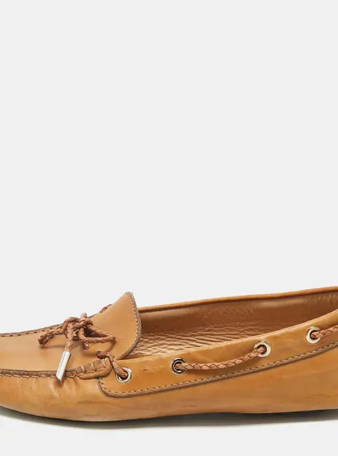 Tod's Brown Leather Gommino Bow Slip On Loafers Size 40