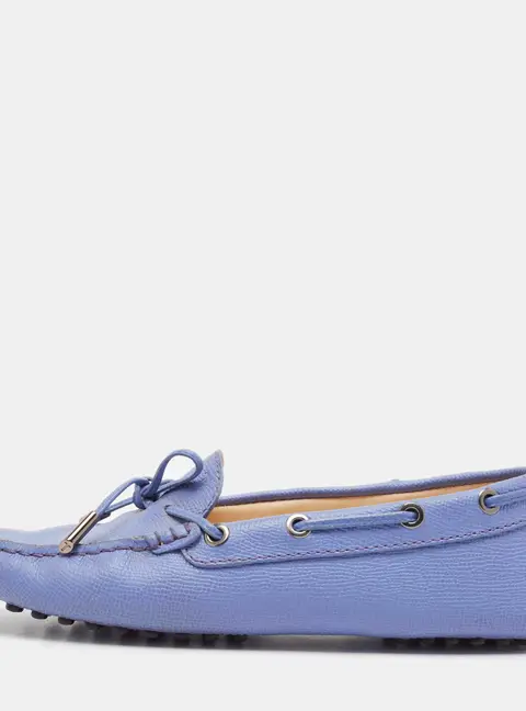 Tod's Blue Leather Bow Slip On Loafers Size 36