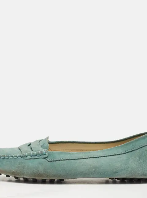 Tod's Aqua Suede Driver Loafers Size 38.5