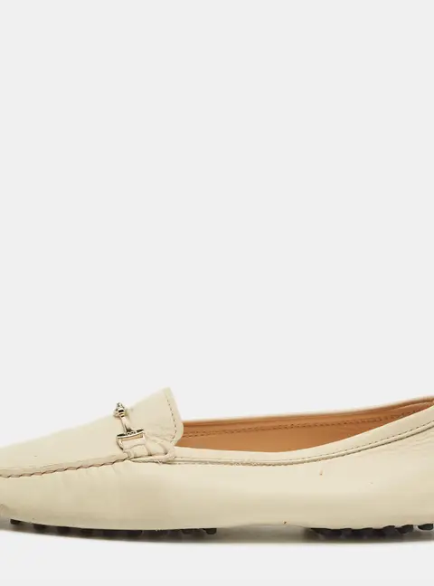 Tod's Cream Nubuck Leather Loafers Size 39.5